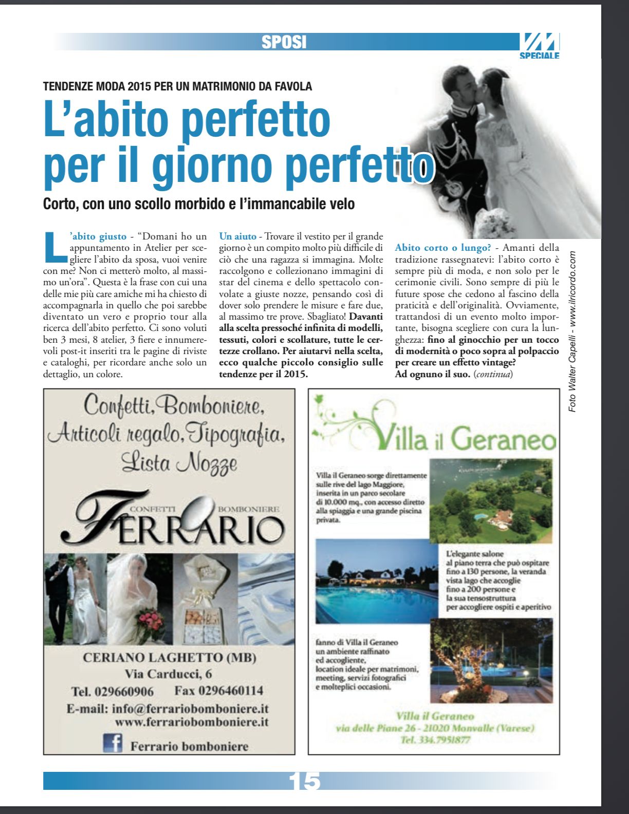 Articolo Sposi - Varese Mese Marzo 2015